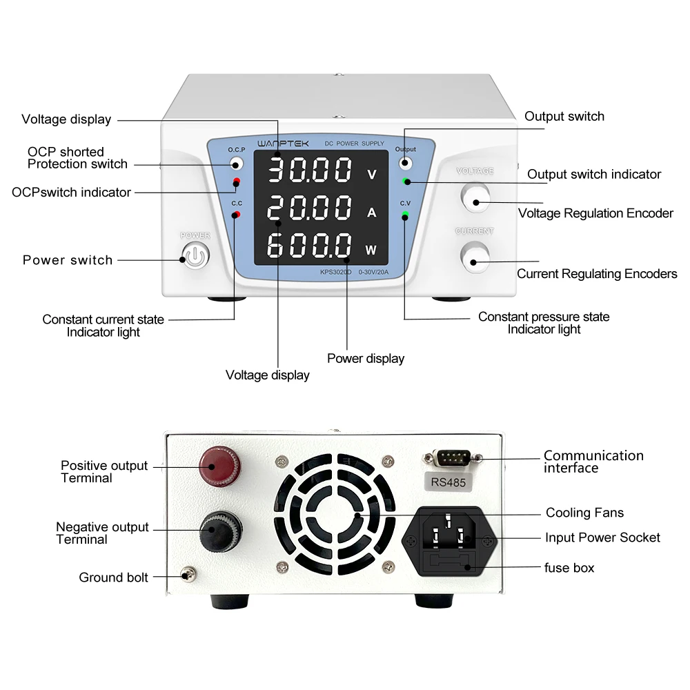 Wanptek RS485/RS232 Lab Progra - Programmable Dc Power Supply 60V 10A recension och pris